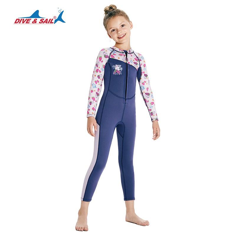 2.5mm Children s Diving Suit Warm Middle-aged One-piece Long-sleeved Swimsuit Thickened Cold-proof Swimming Surfing M