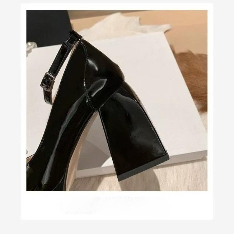 Fashion French High Heels Women's 2025 Spring and Autumn New Red Block Heel Mary Jane Temperament Single Shoes
