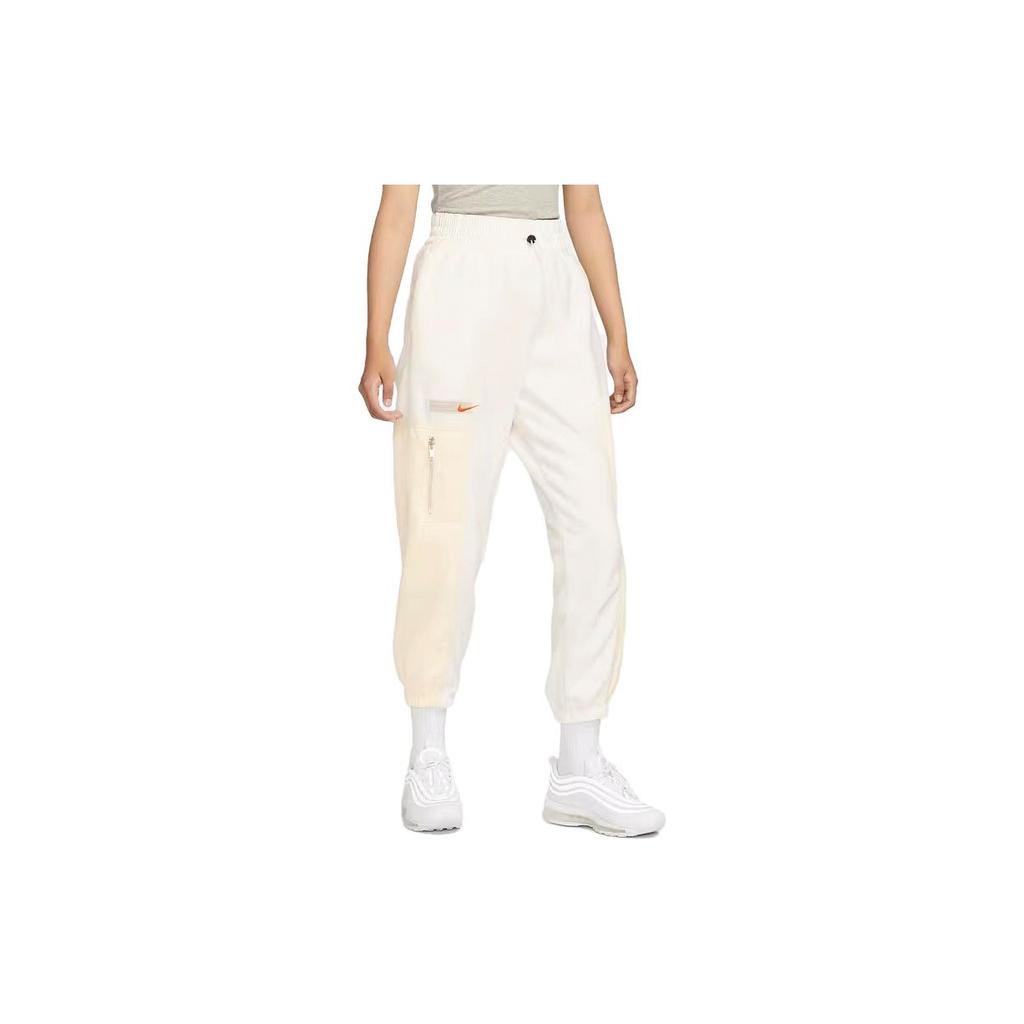 Nike Loose Fit Cuffed Warm Retro Casual Knit Sports Pants Women Bottoms White FB8682-133