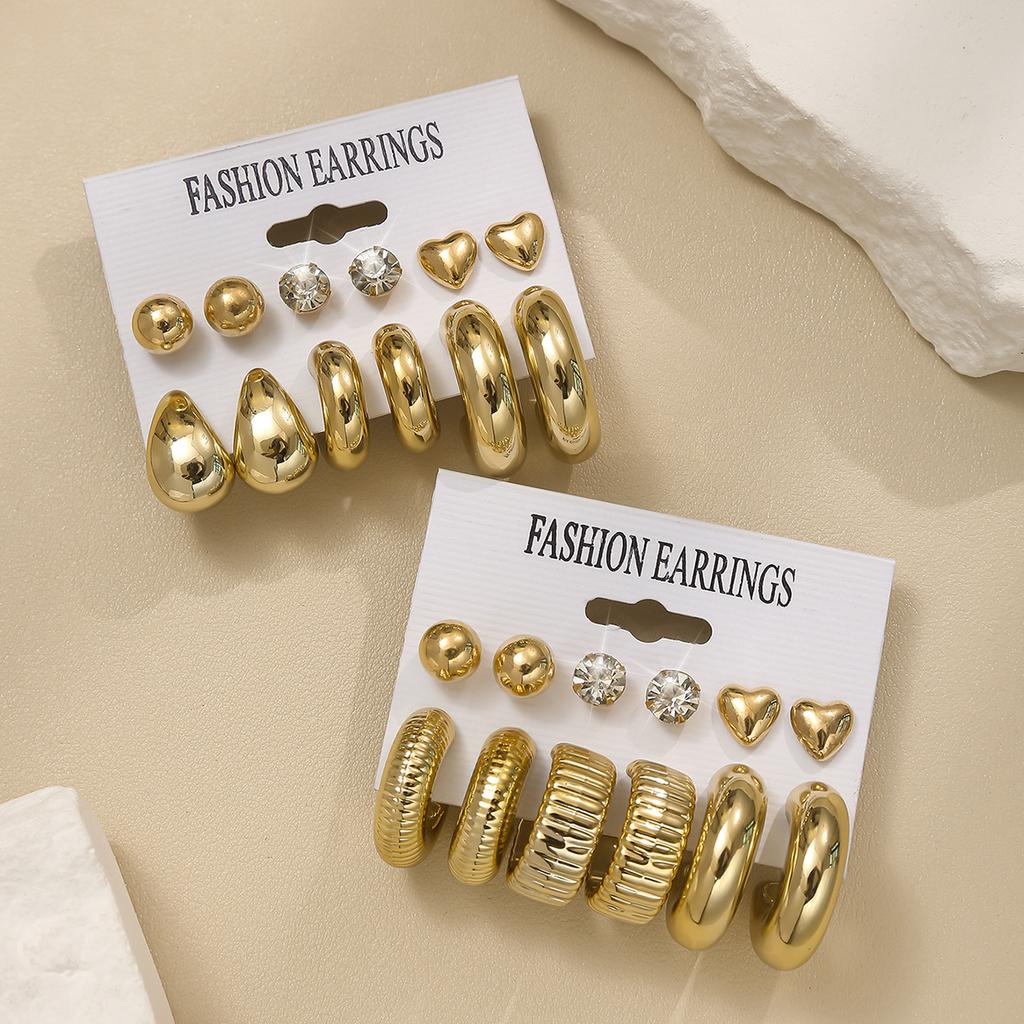 Hot-selling premium earrings, love water drop women's earrings set, multiple pairs of CCB twist earrings.