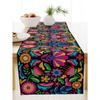 1pc Festive Linen Table Runner, Colorful Mexican Festival Design Tablecloth, Suitable For Home Dining Room And Restaurant, 13"X72"/33cm*183cm