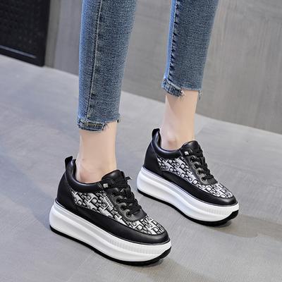 Autumn Women's Shoes New Muffin Thick Sole Inner Height Increase Leisure Sports White Shoes Women's Single Shoes