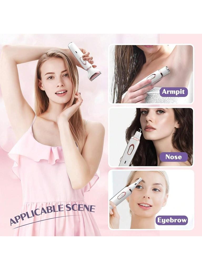 4'ü 1 Arada Bayan Tüy Usturası Epilatör Vücut Kılı Kesici Bakımcı Tüy Alma Usturası Bikini Kasık Burun Kaş Kılı Kesici