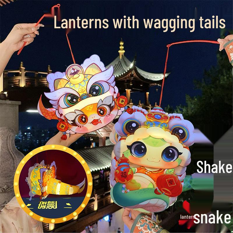 Shake Snake Dragon Lantern DIY Kit – Children's Luminous Cartoon Lantern for New Year and Spring Festival Celebrations