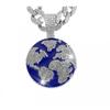 Collana in Lega con Ciondolo Hip Hop Terra Completamente Intarsiato di Strass Catena Cubana da Uomo Stile a Strati