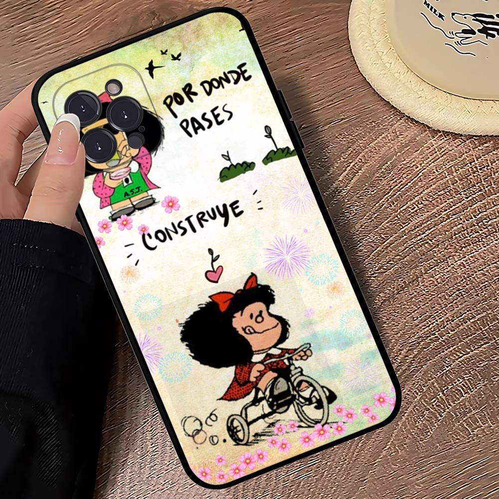 Hot Mafalda Phone Case For iPhone 16 15 14 13 12 Mini 11 Pro XS Max X XR SE 6 7 8 Plus Soft Silicone Cover