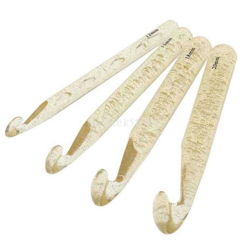 4 Stück/Set 12/15/18/20mm ABS Dicke Stärke Klar Häkelnadel Neue Pullovernadel Strickwerkzeuge