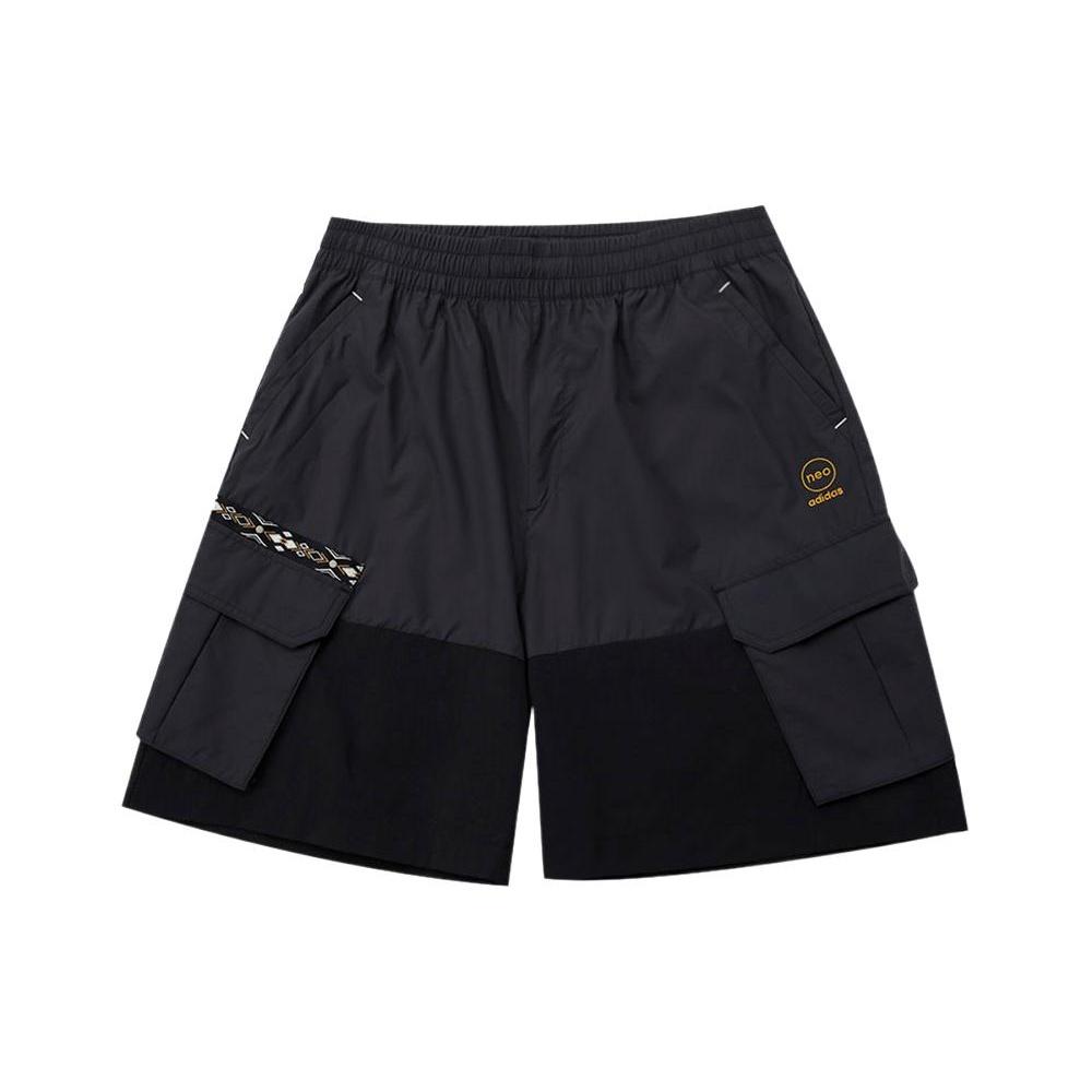 Men s adidas neo Athleisure Casual Sports Solid Color Woven Cargo Pocket Shorts Black HC9737 M