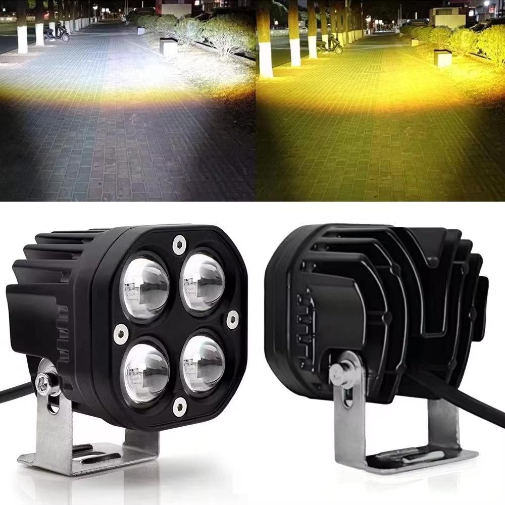 

D2 30W Square Spotlight Yellow and White Dual Color Motorcycle LED Work Light 12V/24V Off Road Fog Lamp Type A