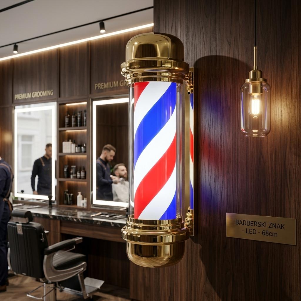 Ceiling Post Led Lamp Barberska Barberski Barber Sign Advertising Salon 68cm