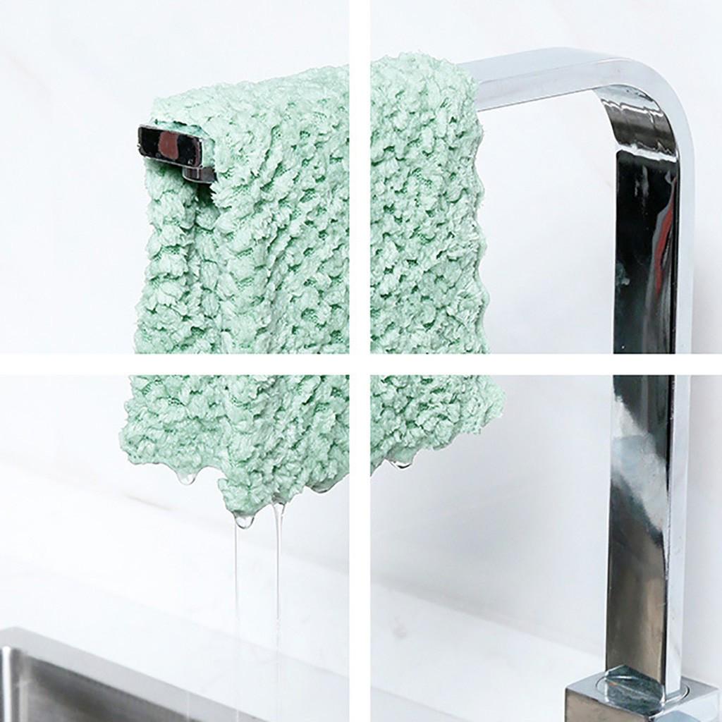 

4PCS Household Dual-use Coral Fleece Dish Cloth Towel синій