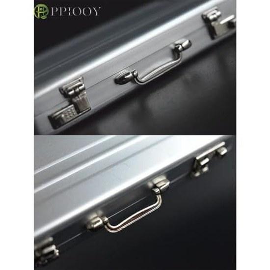 PPIOOY Business Card Holder Aluminum Alloy Slim Lightweight Case Men Holds 30 Cards Storage Stainless Steel Style Attache (Black)