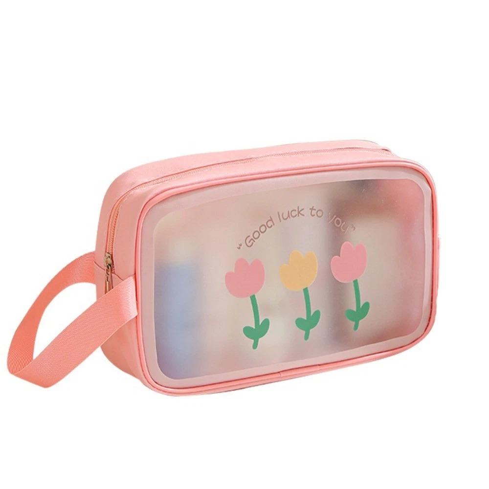 Cute PVC Cartoon Cosmetic Bag Large Capacity Swimming Beach Bag Toiletry Storage Bag Translucent Waterproof Travel Makeup Bag