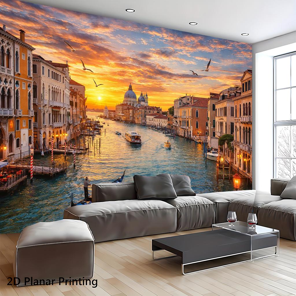 2D plane, 1 piece of Venetian water town, suitable for living room, a place for parties, a room for young people