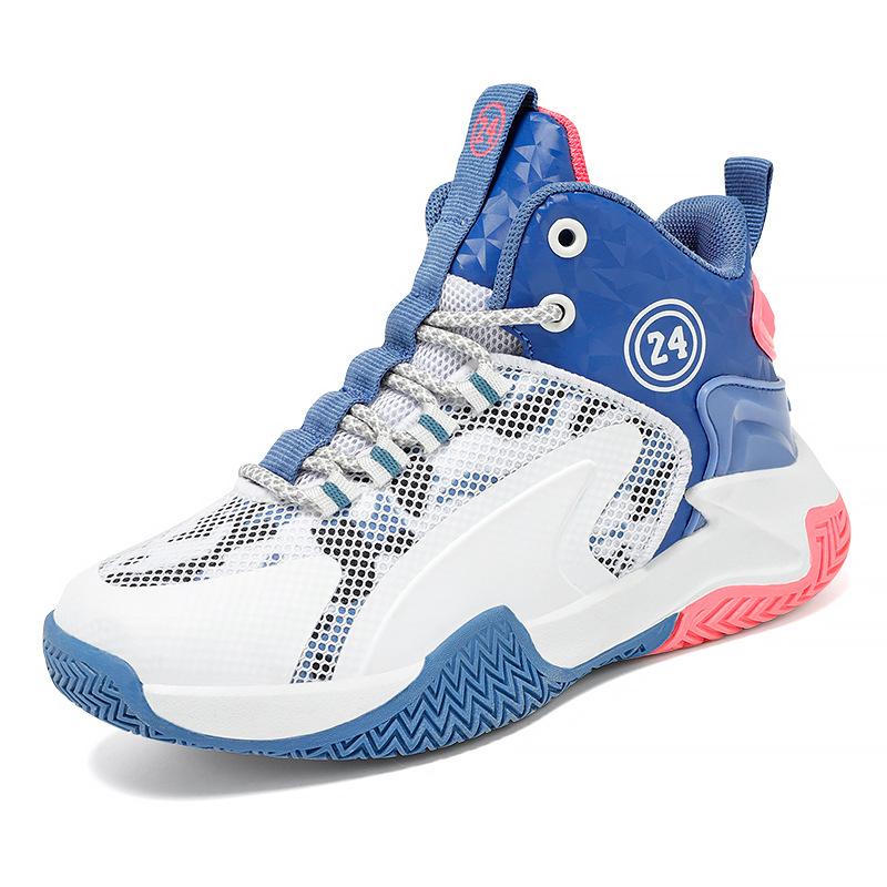 Children's basketball shoes Boys' students' sports running shoes Non-slip and wear-resistant breathable mesh medium and large children's white shoes