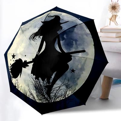 1pc Witch Moon Automatic Open/Close Umbrella, Windproof, Folding Compact Umbrella with Lightweight Design for Women/Men011