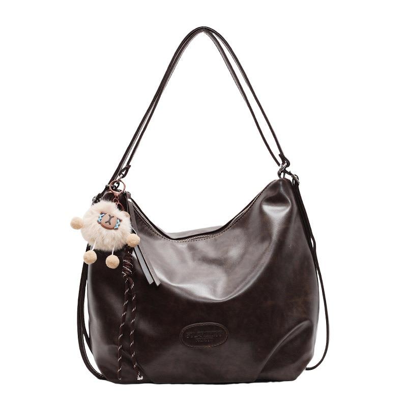 New Maillard Retro Soft Leather Tote Bag Trendy Casual Student Class Commute Large Capacity Backpack