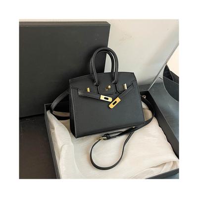 (Sort stor) Moderne lås Birkin taske håndtaske skulder crossbody taske