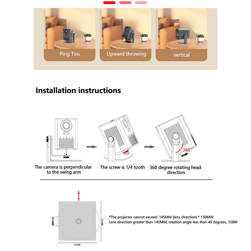 Supporto per Proiettore da Tavolo Regolabile Rotazione a 360 Gradi Supporto per Xgimi Halo H6 Xiaomi Hy300 Hy320 Supporto Universale per Comodino