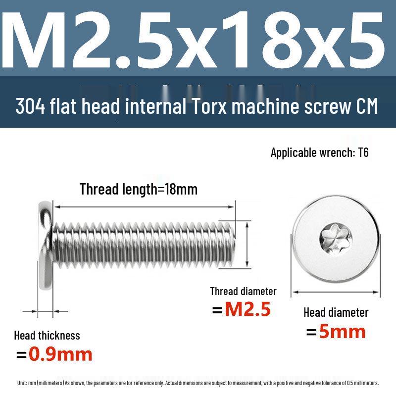 Yigu 304 Stainless Steel Thin Flat Head Torx Screw M2-M8 for Computer Machines