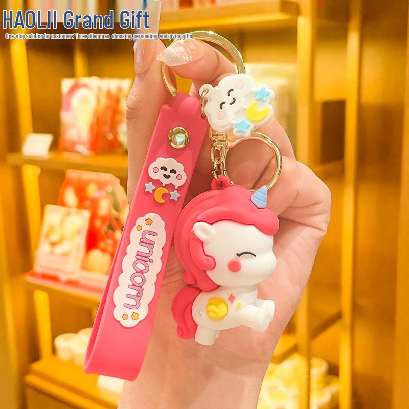 Cute Cartoon Unicorn Keychain: Women's Exquisite Doll Pendant for Bags & Car Keys