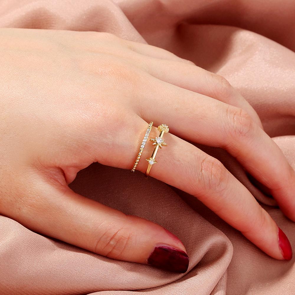 Gold-Plated Zircon Retro Ring for Women - European & American Style Index Finger Accessory