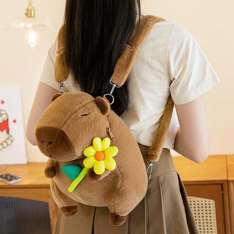 Fashionable Capybar Plush Toys Girls' Crossbody Bag for Girlfriends To Hold Flowers and Kapi Backpack Activity Gift Handbag