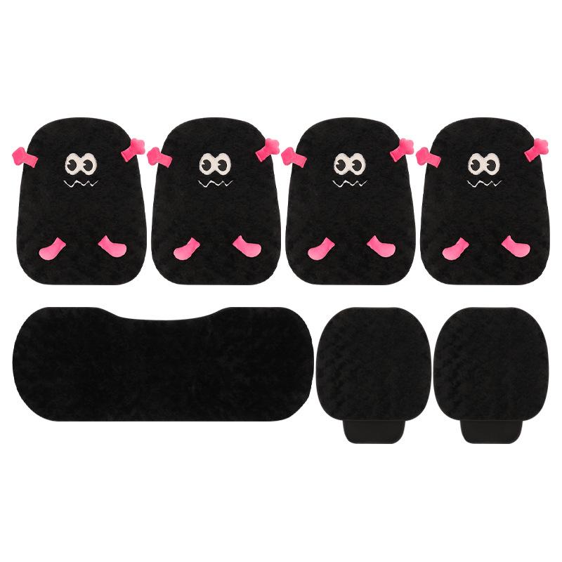 Coussin de siège d'hiver en peluche noire à grands yeux pour Changan CS35, CS55PLUS, CS75