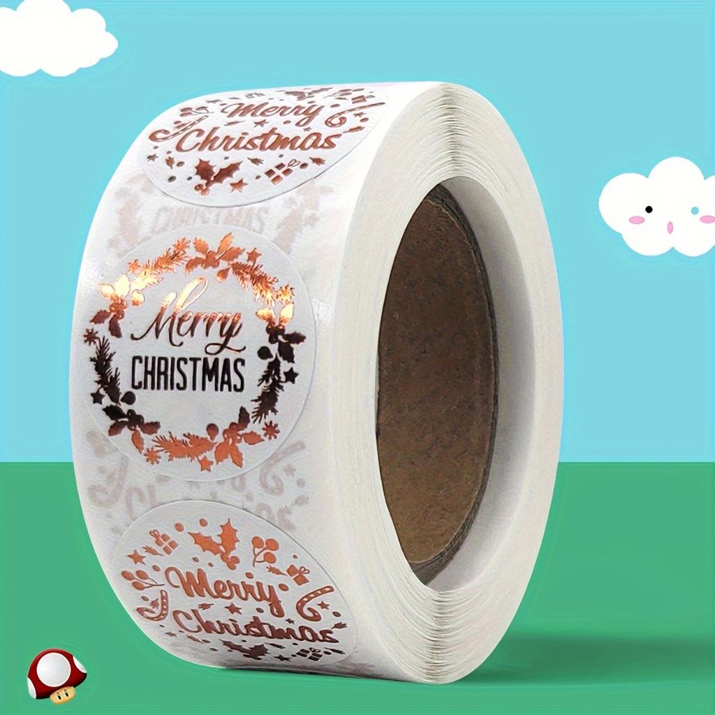 Rose Gold Merry Christmas Stickers Self-Adhesive Holiday Stickers Self-Adhesive for Christmas Decoration Wedding Party Card Labels 500 Pieces In a Ro