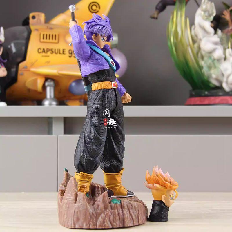 23cm Anime Dragon Ball Z Trunks with Two Heads Action Figure Toys DBZ Super Saiyan Figuras GK Statue Model Ornament Gift for Kid