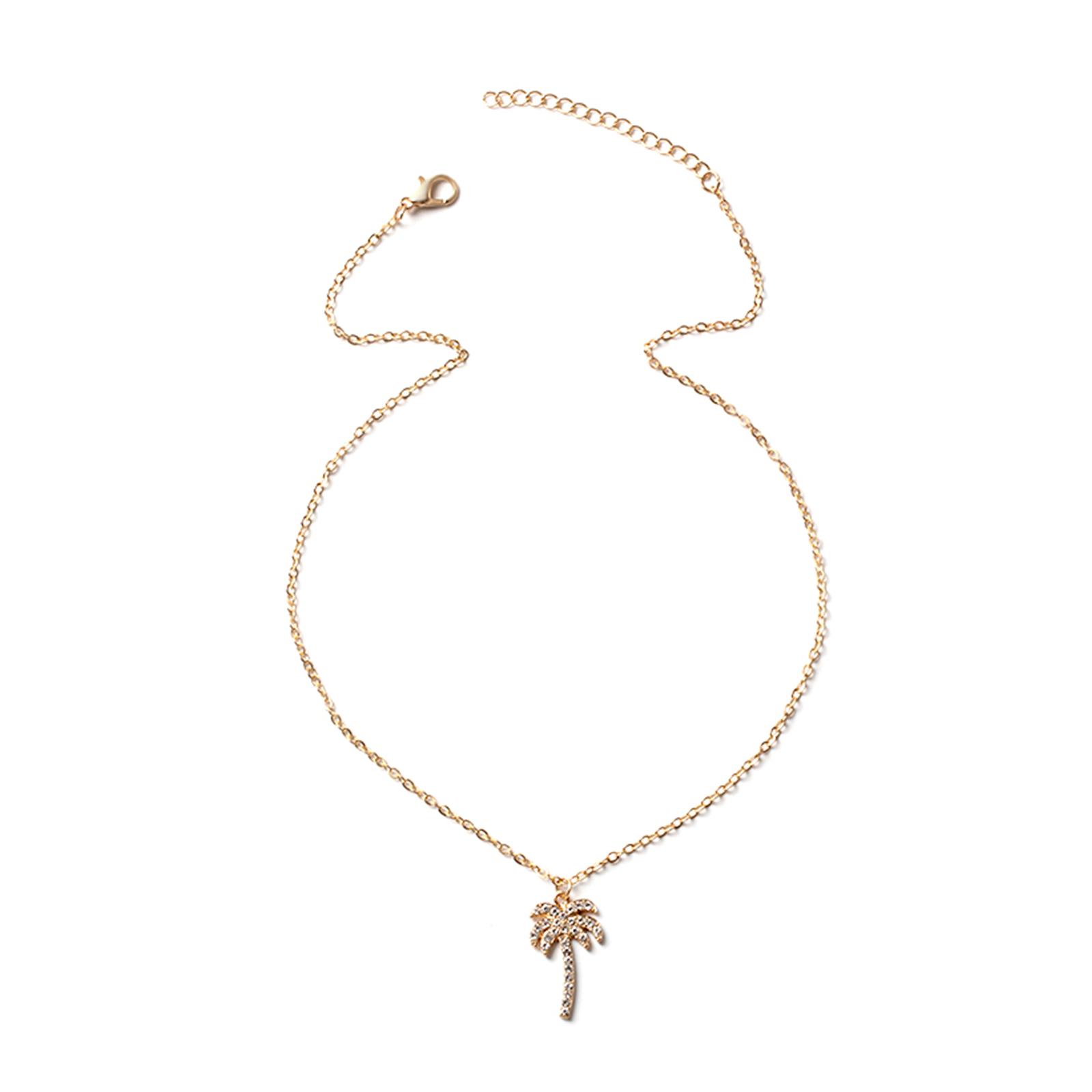 

Rhinestone Coconut Tree Choker Necklace Coconut Tree Necklace Rhinestone Coconut Tree Necklace for Women and Girls золотой