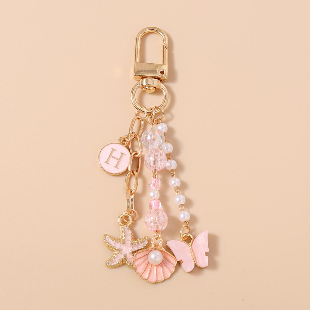 Pretty Butterfly Keychain Women Girls Pearl Shell Starfish Key Ring Pendant for Handbag DIY Key Holder Jewelry Gift