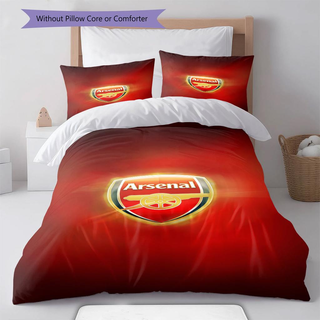 Arsenal F Pattern Bedding,Quilt Set Quilt Cover Pillowcase Home Birthday Gift(1 * Duvet Cover + 2 * Pillowcase, Without Core)