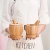 Premium Bamboo Wooden Mortar and Pestle Set Splash-proof Grinding Bowl with Lid  Spice Mixing