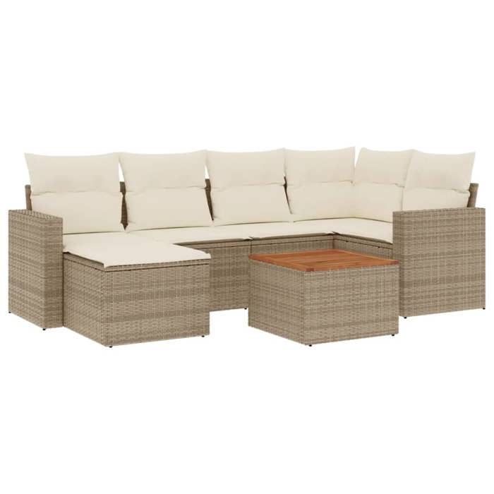 VidaXL Garden Lounge Set with Cushions 7 Pcs, Patio Sofas, Patio Furniture Set, Outdoor Furniture, Beige 3256555