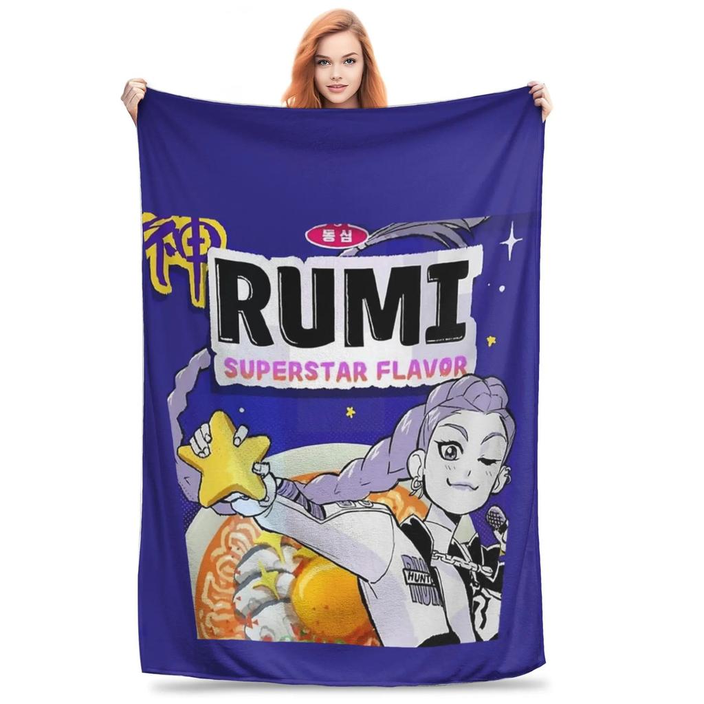 K-Pop D-emon H-unters Anime flannel blanket, soft and comfortable, suitable for home travel party gifts