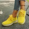 Freizeit-Sportschuhe für Damen - Atmungsaktive Mesh-Sneaker mit dicker Sohle, Leichte Schnür-Laufschuhe, Bequem