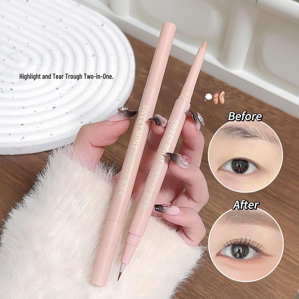 SWEET MINT Dual-Ended Under-Eye Highlight & Liner Pencil: Waterproof, Smudge-Proof, Brightening & Outlining Gel Eyeliner for Women.
