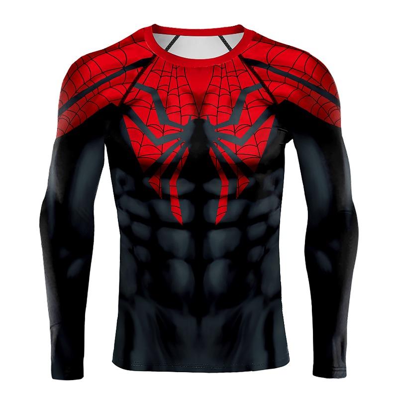3D Printed Men's Long Sleeve T-shirt Superhero Tee Casual Loose Fitness Sports Tops Street Clothes