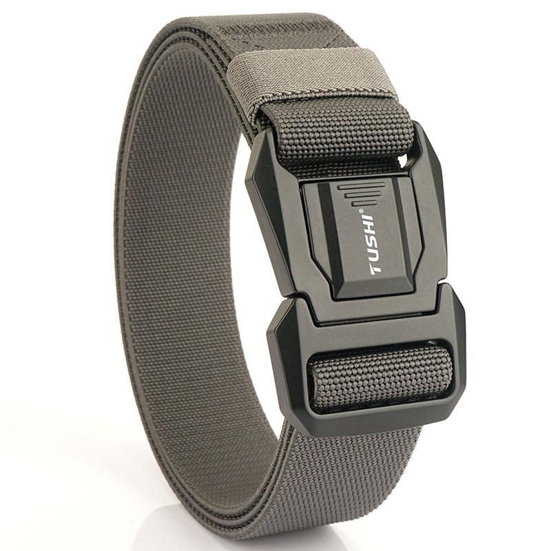 

3,8 см новий еластичний ремінь з швидкознімною пряжкою з алюмінієвого сплаву для чоловічих тактичних штанів 125cm темно-сірий