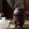 Guanlan Retro Chinese Coarse Pottery Tea Stove Set with Handle for Outdoor Camping