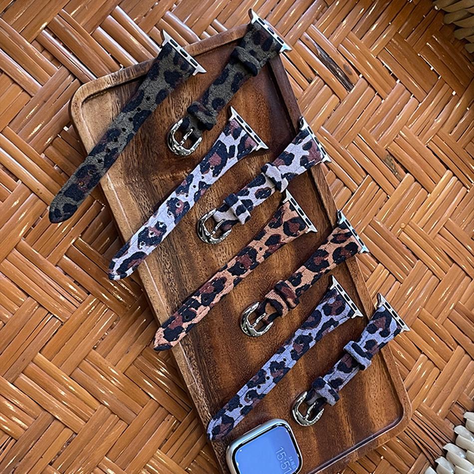 Woman Leopard Print Leather Strap For Apple Watch Band S11/10/9/8/7/SE/Ultra IWatch 49/46/45/44/42/41/40/38mm High-end Bracelet