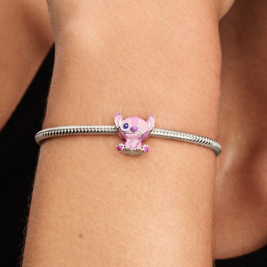 MINISO Disney Stitch Angel Charms Silber 925 Original Armband Schmuck Anhänger Passend für Damen Mädchen