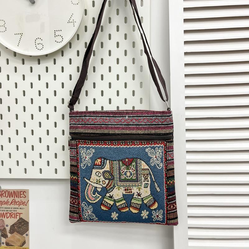 Ethnic Embroidered Cotton Mini Shoulder Bag With Multiple Compartments For Casual Outfits