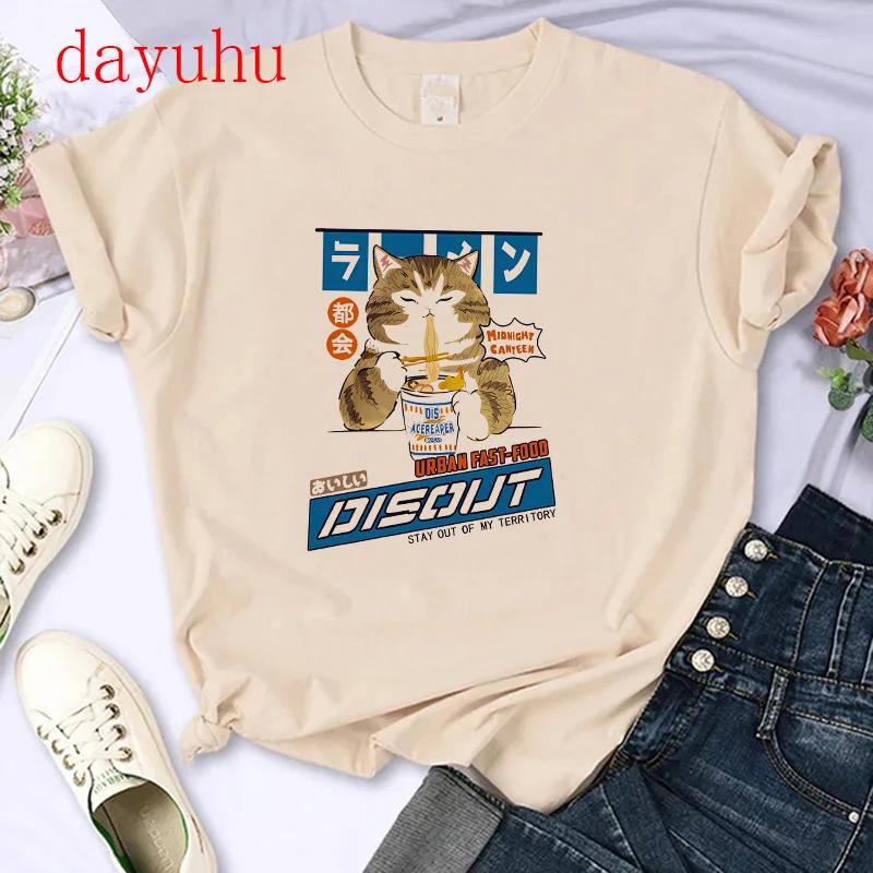 T-shirt Gatto Stile Chinoiserie Divertente Estiva Tendenza Retrò Cartone Animato Gattino Top Maglietta T-shirt Donna Design Amanti Casual Manica Corta