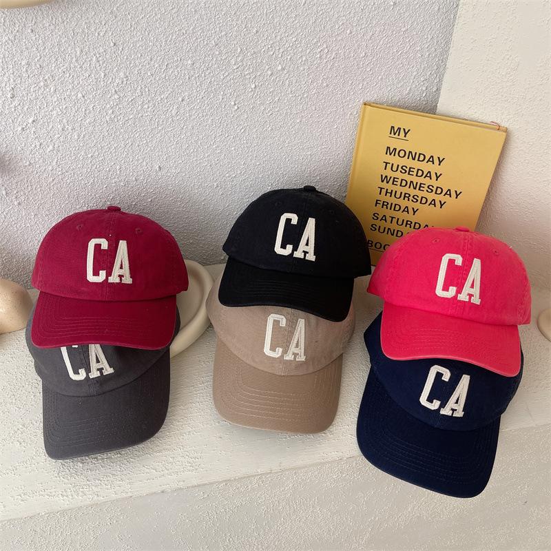

High quality big head circumference CA letter soft top baseball cap female couple tide show face small cap male summer Adult (55-58cm) хакі