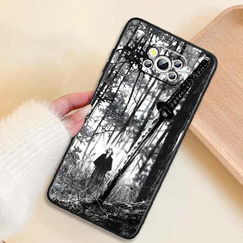 Ancient style swordsman Phone Case For Xiaomi Mi Poco F3 F4 F5 F6 X3 X4 X5 X6 X7 M3 M4 M5 M6 M7 GT Pro 5G Black