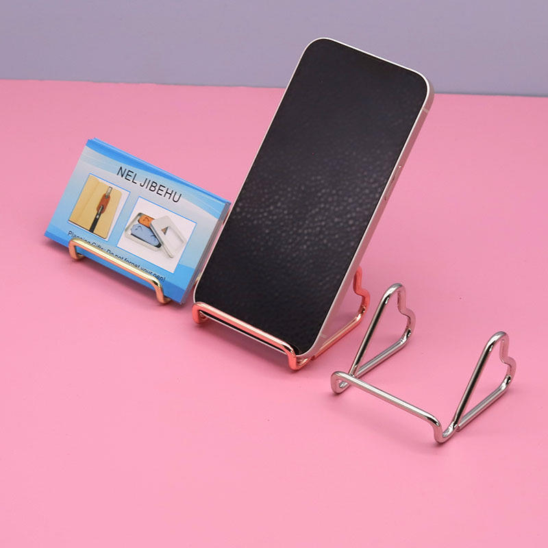 Decorative Metal Dual Function Desktop Organizer Unique Shape Phone Stand Business Card Holder for Office Home