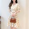 Mokana Polka Dot Chiffon Short Sleeve Dress