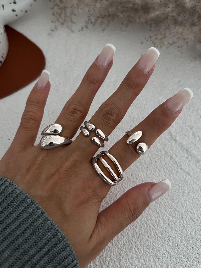 DIEZI 4 pezzi/set Nuovi Anelli Metallici Hip Hop per Dita per Donne Ragazze Uomini Punk Colore Oro Argento Anello Geometrico per Falange Gioielli